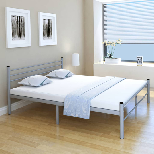 vidaXL seng med madras i memoryskum grå metal 160 x 200