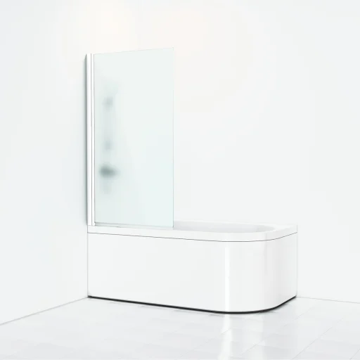 Svedbergs Skoga skjermvegg badekar 80 cm, frostet glass/matt hvit