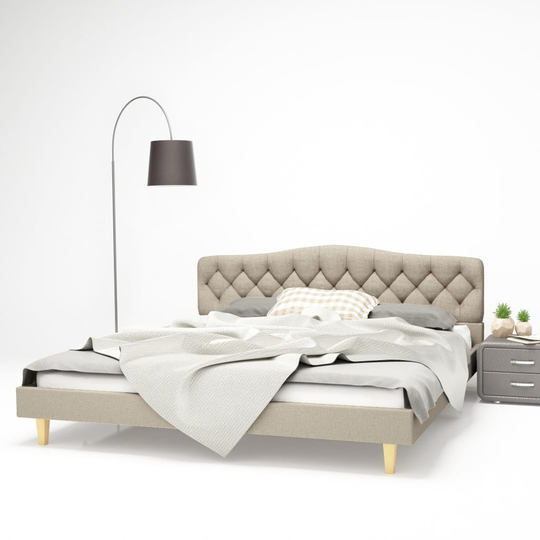 vidaXL seng med madras i memoryskum 180x200 cm stof beige