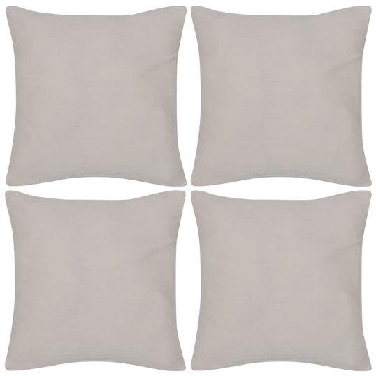 4 beige pudebetræk i bomuld 80 x 80 cm