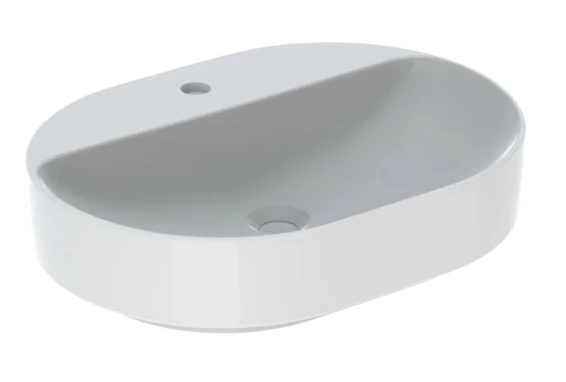 Geberit VariForm bordstående servant m/ tapphull, ellipse, 60x45 cm, med KeraTect