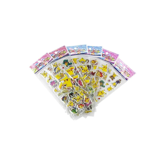Pokémon klistermærker i 3D - 6 stk. ark (ca. 72 stk.)