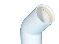Purus vinkel i 45 grader med indstik muffe/muffe Ø32 mm i hvid PP