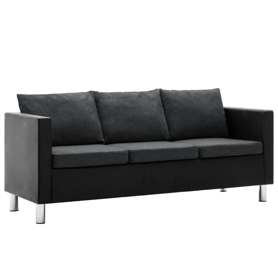 vidaXL 3-personers sofa kunstlæder sort og mørkegrå